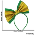 St. Patrick's Day Haarreif mit großer grün-goldener Glitzerschleife und Kleeblatt - Einheitsgröße / Gold & Grün Schleife Stirnband