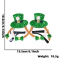 St. Patrick's Day green glitter hat glasses with orange braids and clover decor - Irish Festival Glasses / Top Hat with Braids