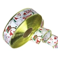 Ruban de Noël 2M avec motifs bonhomme de neige et bords dorés pour cadeaux festifs - Blanc Père Noël Bonhomme de Neige