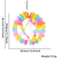 Rainbow gradient honeycomb maple leaf pendant with dimensions and weight specs - Macaron Maple Leaf Ball