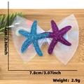 Blue and purple glitter starfish bow hair clip for girls, weighing only 2.9g - Blue and Purple Starfish