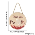 Targa tonda in legno Festa della Mamma con scritta 'I love you mom' e dimensioni - Stile Lettera Impronta Mano