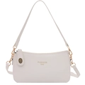Borsa a tracolla bianca motivo litchi con hardware dorato e chiusura superiore - Bianco