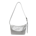 Borsa hobo minimalista grigio chiaro a forma di luna con tracolla lunga regolabile - Grigio