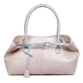 Elegante bolso tote de cuero sintético rosa y azul de gran capacidad para mujer moderna - Rosa