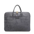 Sac fourre-tout gris en daim synthétique pour affaires avec poignées en cuir et zip - Gris