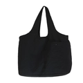 Versatile black lightweight nylon tote bag with large capacity and metal buckle front pocket - Black
