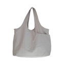 Light gray large capacity nylon shoulder tote bag with a functional snap pocket - Gray