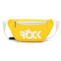 Bright yellow canvas waist bag with white ROCK text and crown print for kids - Yellow
