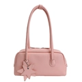Bolso de hombro rosa de cuero PU con colgante de estrella y diseño elegante de doble cremallera - Rosa