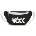 Kids black canvas waist bag with white ROCK crown print and adjustable strap - Black