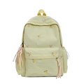 Zaino color crema carino con ricami a fiocco colorati e tasche laterali con coulisse - Giallo