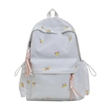 Zaino bianco con ricami a fiocco colorati e tiranti per cerniere intrecciati decorativi - Bianco