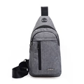 Zaino monospalla grigio da uomo con tasche a zip e foro per cuffie sportive - Tipo A Velluto Grigio