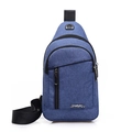 Borsa a tracolla da uomo blu scuro con cinturino regolabile e scomparti con cerniera - Stile B Blu