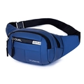 Borsa da petto in tessuto Oxford blu scuro per uomo con tracolla e tasche con cerniera - Blu