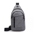 Gray fabric chest bag with multi-pocket design and adjustable strap for sports - Type B Grey Velvet