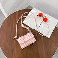 Mini pastel pink crossbody bag with dual buckles and matching plastic chain detail - Pink