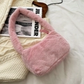 Bolso de hombro de piel sintética rosa claro con textura suave para el invierno - Rosa