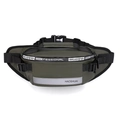 Dark green outdoor waist bag with matte waterproof fabric and silver reflective strip - Army Green