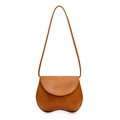 Chic orange lizard texture round shoulder bag with elegant semi-circle flap design - Brown