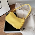 Elegante borsa baguette gialla in pelle PU con design minimalista e cerniera - Giallo