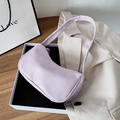 Borsa sottobraccio chic in pelle PU opaca lilla dal design minimalista baguette - Viola
