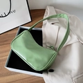 Chic mint green leather baguette shoulder bag with adjustable strap in a gift box - Green