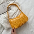 Fashionable bright yellow alligator pattern baguette shoulder bag for women - Yellow