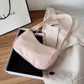 Minimalist light pink baguette shoulder bag with smooth matte PU leather finish - Pink