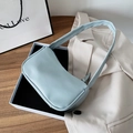 Light blue faux leather baguette underarm bag in a premium gift display box - Light Blue