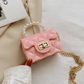 Mini pink jelly handbag with pearl handle and classic quilted pattern in sweet style - Pink