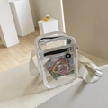 Transparente PVC-Umhängetasche in quadratischer Form mit weißem Rand und Schultergurt - Weiß