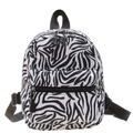 Mini-Leinenrucksack mit schwarz-weißem Zebramuster und verstellbaren Nylon-Schultergurten - Zebra