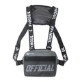 Tactical grey chest rig bag with adjustable logo straps and breathable mesh - Gray