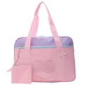 Pink and purple heart window ITA bag with matching small zippered storage pouch - Mixed Color