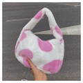 Borsa tote in peluche con stampa mucca rosa e bianca e consistenza morbida in mano - Taglia unica / Rosa