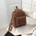 Mochila compacta de peluche marrón con orejas de conejo para mujer diseño moderno - Marrón