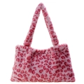 Bolso tote de piel sintética con estampado de leopardo rosa y textura suave para mujer - Grande / Leopardo Rosa