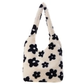 Borsa a tracolla in peluche a fiori bianchi e neri per la moda autunno inverno - Girasole