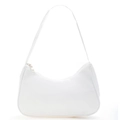 Bolso de hombro hobo minimalista de nailon blanco con cierre de cremallera para mujer - Blanco