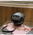 Bolso bandolera negro con forma de baloncesto con cadena de resina y correa de metal oro - Negro