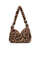 Borsa sottobraccio leopardata in ecopelliccia da donna con anelli dorati - Stampa leopardata marrone