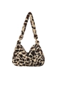 Borsa a spalla in peluche con stampa leopardata e anelli dorati per l'autunno inverno - Leopardo Giallo