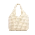 Borsa a spalla bianco crema con trama popcorn chic e design pieghettato unico a bolle - Bianco
