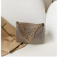 Luxury gold rhinestone handbag with chunky chain handle and sparkly evening finish - Gold
