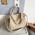 Bolso tote de pana beige con correas ajustables y gran capacidad de almacenaje - Caqui