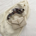 Piccola borsa beige vintage con ampia tracolla in tessuto dallo stile etnico alla moda - Bianco Sporco