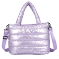 Borsa a tracolla viola chiaro metallizzato in cotone spaziale trapuntato chic - Viola