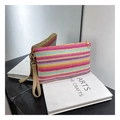 Pochette intrecciata a righe arcobaleno con cerniera dorata e cinturino da polso estivo - Strisce Orizzontali Arcobaleno (Stile 3)